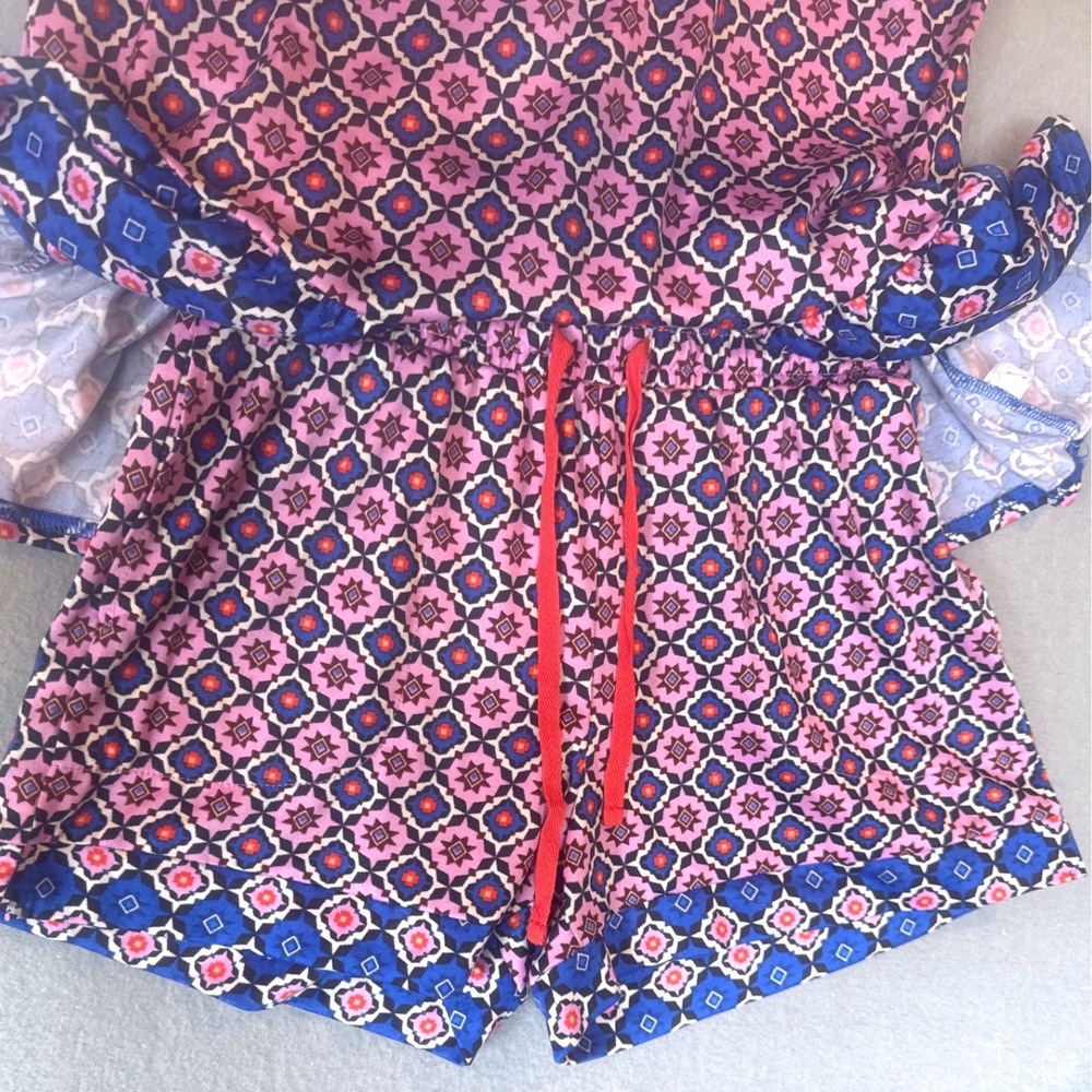 Cuddl Duds Womens Pajama Set XS Pink Blue Peplum Tank Shorts 2pc Loungewear - Picture 4 of 8